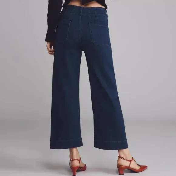 Anthropologie The Colette Crop High-Rise Wide-Leg Jeans by Maeve 25P 25 P NWT - Picture 3 of 8